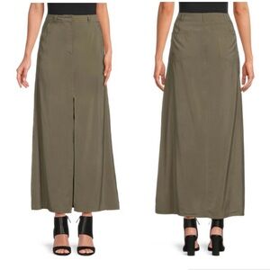 MAX STUDIO Olive Green Front Slit A-Line Maxi Skirt Sz L